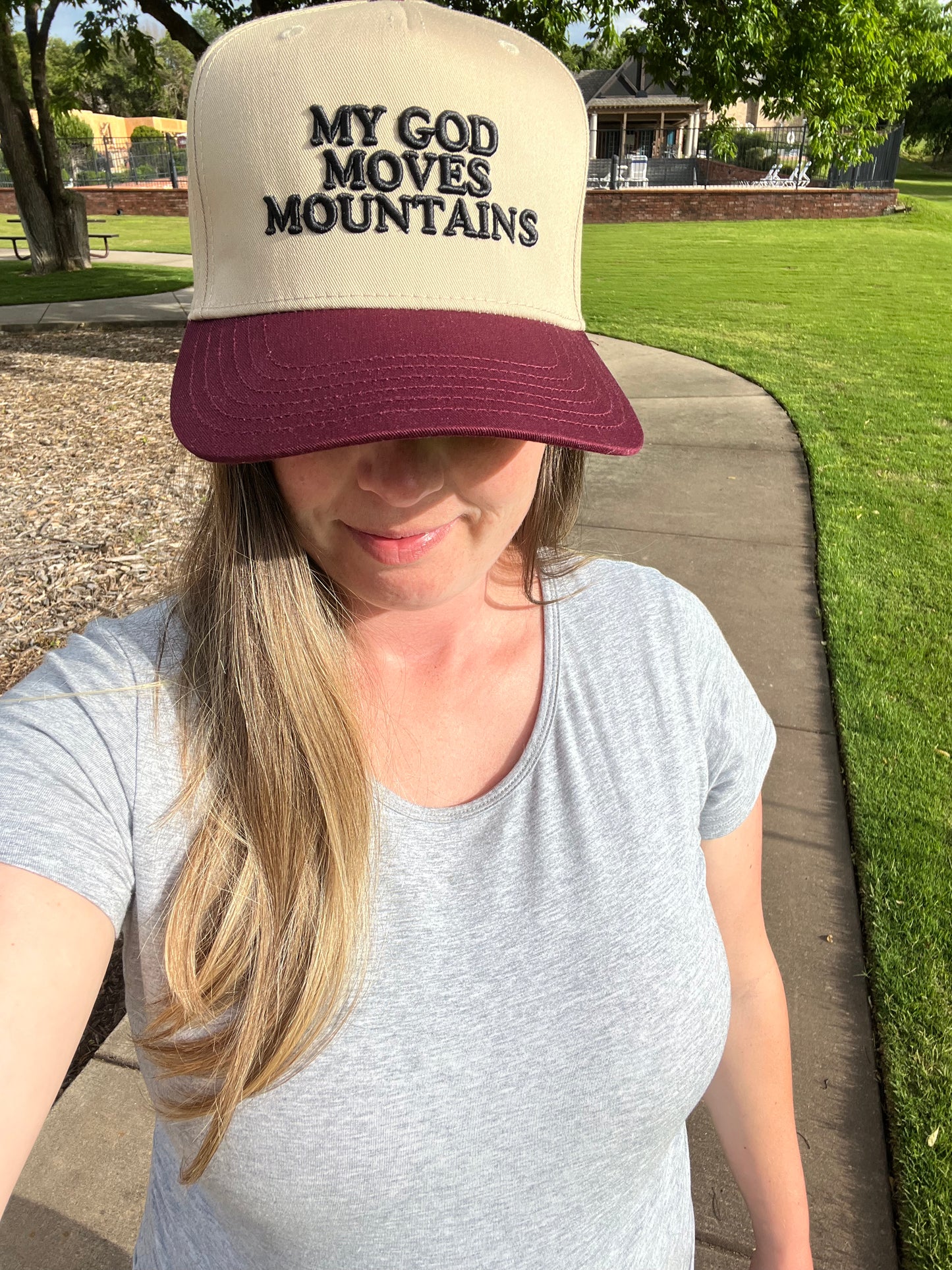 My God Move Mountains Christian Snapback Hat In Maroon For Men & Women