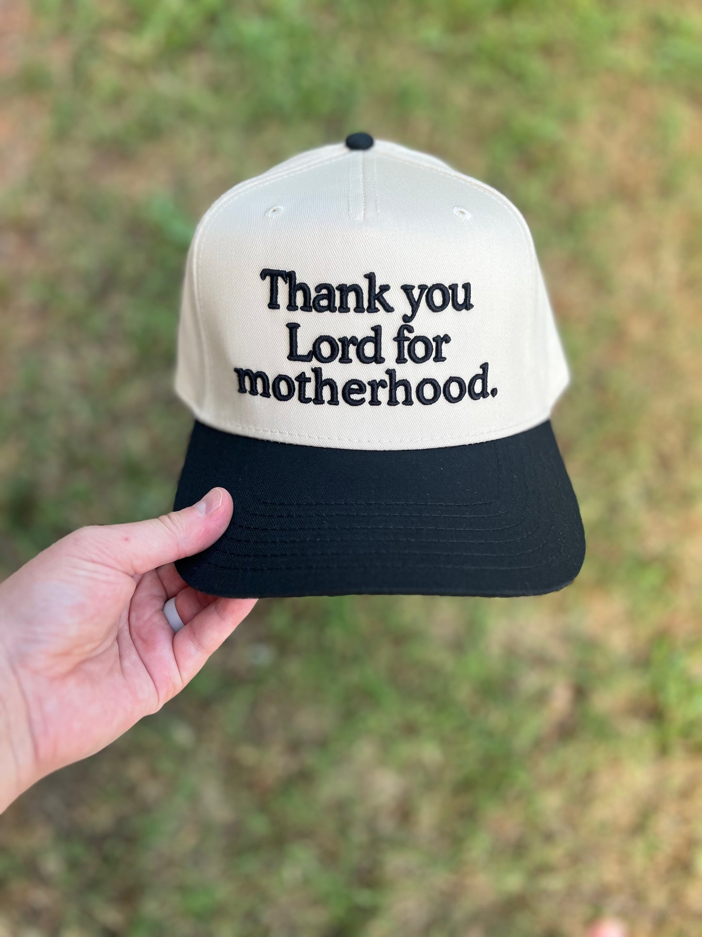 Thank You Lord For Motherhood Christian Snapback Hat In Black For Women