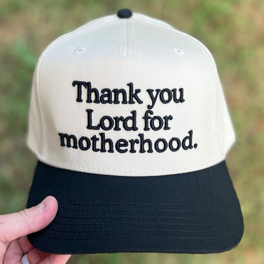 Thank You Lord For Motherhood Christian Snapback Hat In Black For Women
