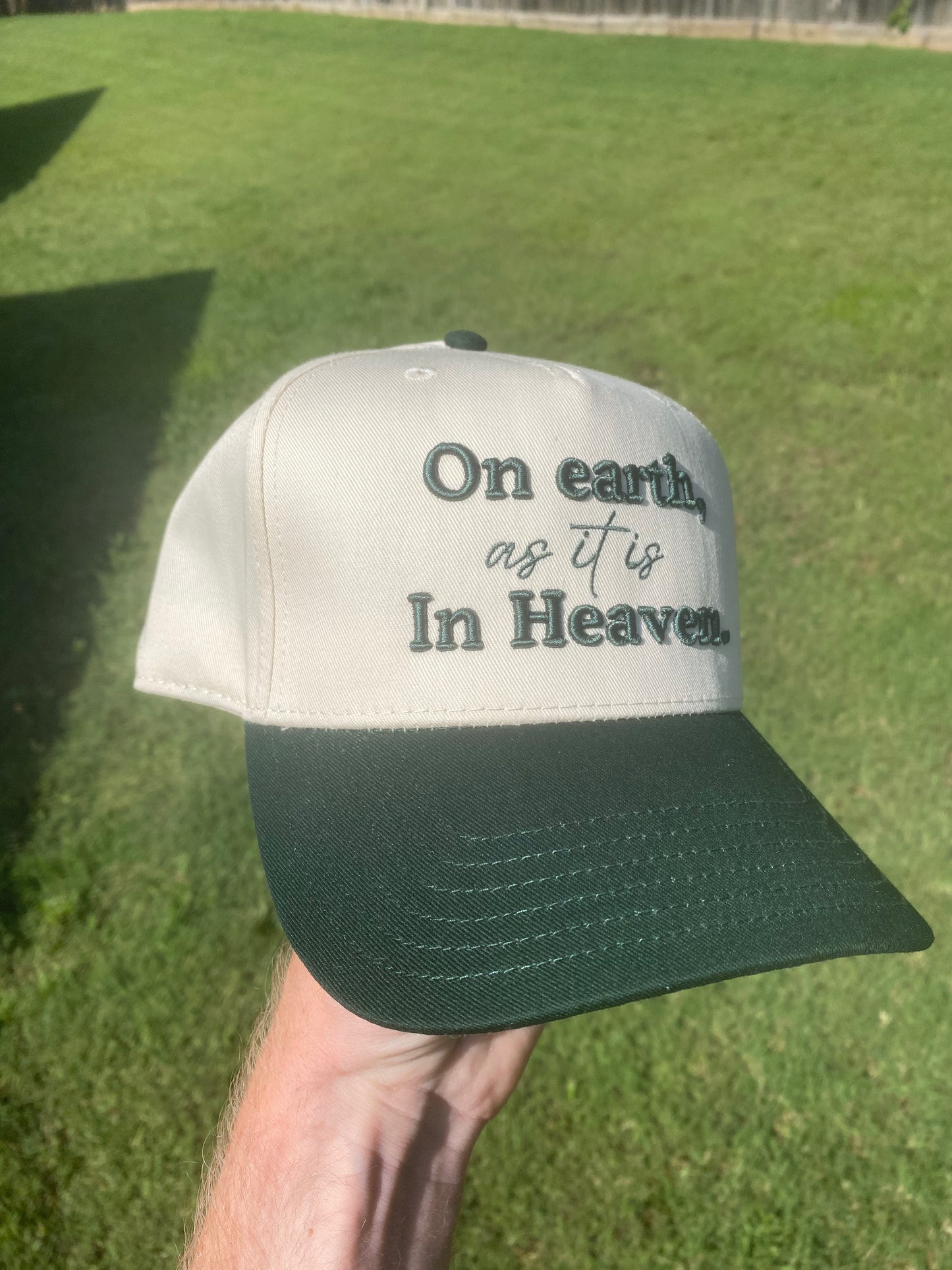 On Earth As It Is In Heaven Christian Snapback Hat In Dark Green For Men & Women