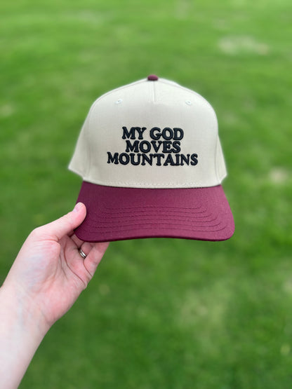 My God Move Mountains Christian Snapback Hat In Maroon For Men & Women