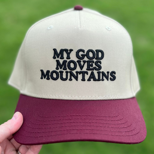 My God Move Mountains Christian Snapback Hat In Maroon For Men & Women