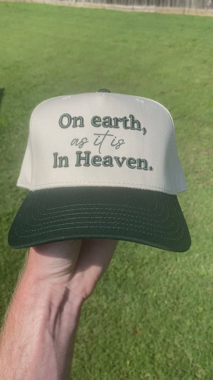 On Earth As It Is In Heaven Christian Snapback Hat In Dark Green For Men & Women